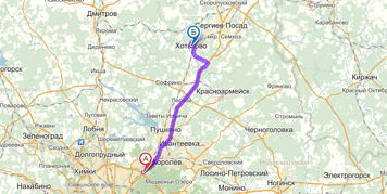 От МКАД до Хотьково примерно 53 км. Посмотреть на карте.