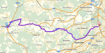 От МКАД до Звенигорода примерно 45 км. Посмотреть на карте.