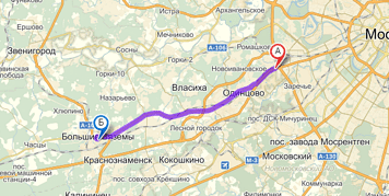 От МКАД до Больших Вяземах примерно 28 км. Посмотреть на карте.