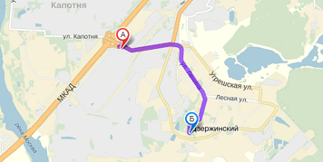 От МКАД до Дзержинского примерно 3 км. Посмотреть на карте.