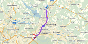 От МКАД до Правдинского примерно 25 км. Посмотреть на карте.
