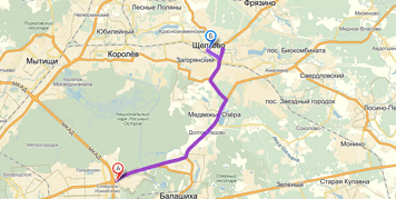 От МКАД до Щелково примерно 20 км. Посмотреть на карте.