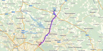 От МКАД до Софрино примерно 35 км. Посмотреть на карте.